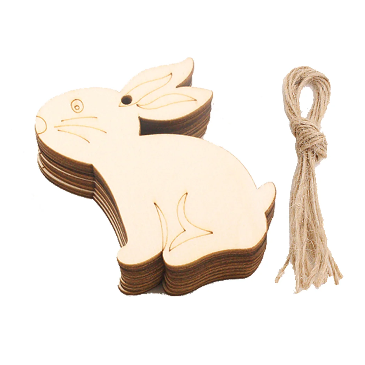 

10 PCS Rabbit Shape Wooden Pendants Easter Ornaments DIY Crafts Drink Spring Locket