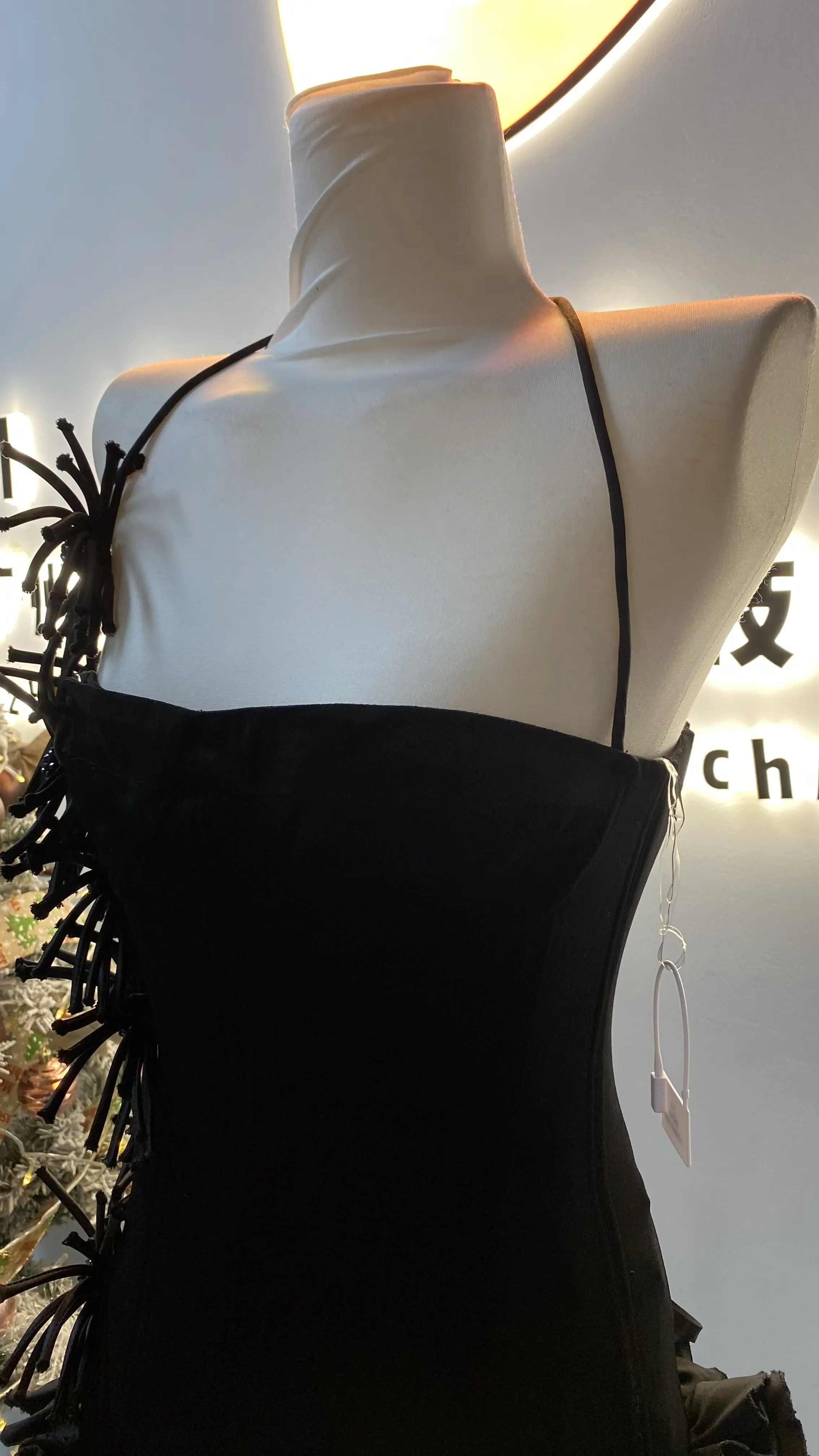 Abito da sera da ballo per festa di compleanno con corsetto in pizzo senza schienale da donna estivo increspato-GZXX044