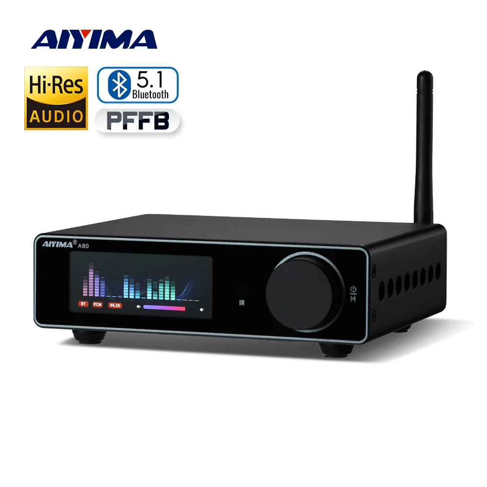 AIYIMA A80 TPA3255 Home Amplifier PFFB Bluetooth DAC Stereo Power 300Wx2 Hifi OLED Electronic UV Digital Amp TRS/RCA Input