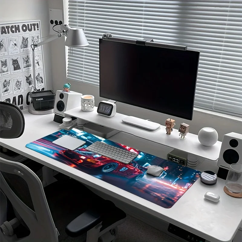Large red Sports Car gaming mouse pad non-slip sewn edge Home office and work desktop accessories Gaming gamer computer desk pad