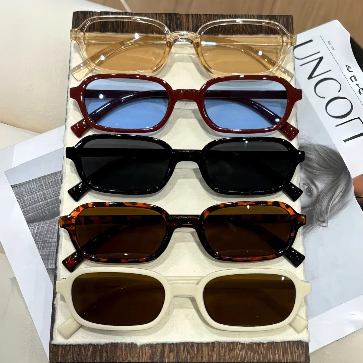 5 Stück europäische und amerikanische Retro-Style Sonnenbrillen für Damen und Herren, modisch und vielseitig, geeignet für den Sommer. – Detail 2