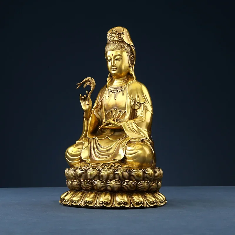 DSA brass Guanyin Buddha statue ornament, home interior enshrinement of Buddha statue Guanyin Bodhisattva ornament craft