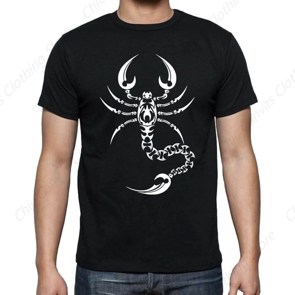 

Men's Pattern T-shirt Tribe Scorpion Tattoo Short Sleeve T-shirt Retro Birthday Gift Cool Fashion Cotton Clothes