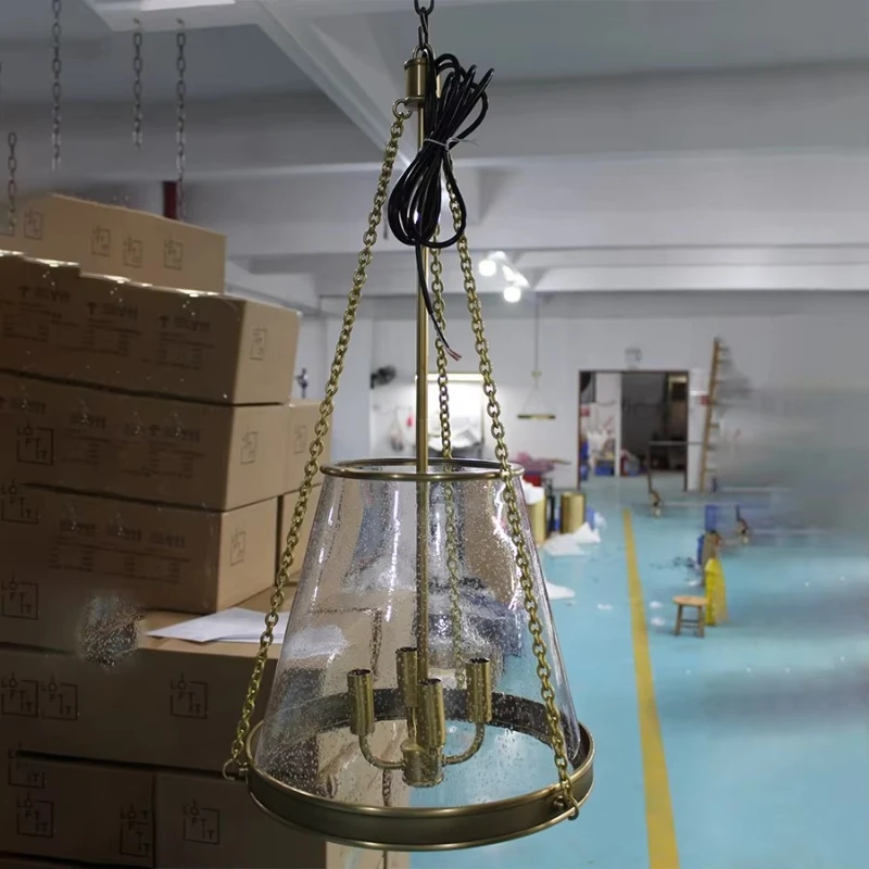 

Простой стеклянный абажур E12, основание для ресторана, бара, фойе, современная латунная линейная люстра, потолок