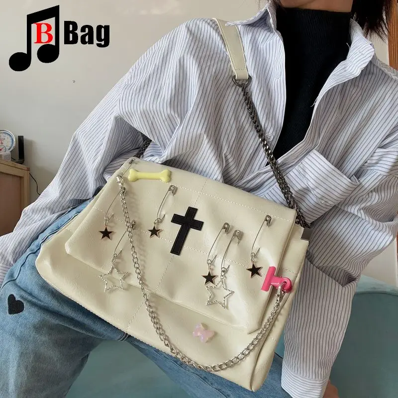 

Niche women's handbag Millennium Ringer Chain Gothic Cross Stars Everything Harajuku Commuting Bag Single shoulder bag