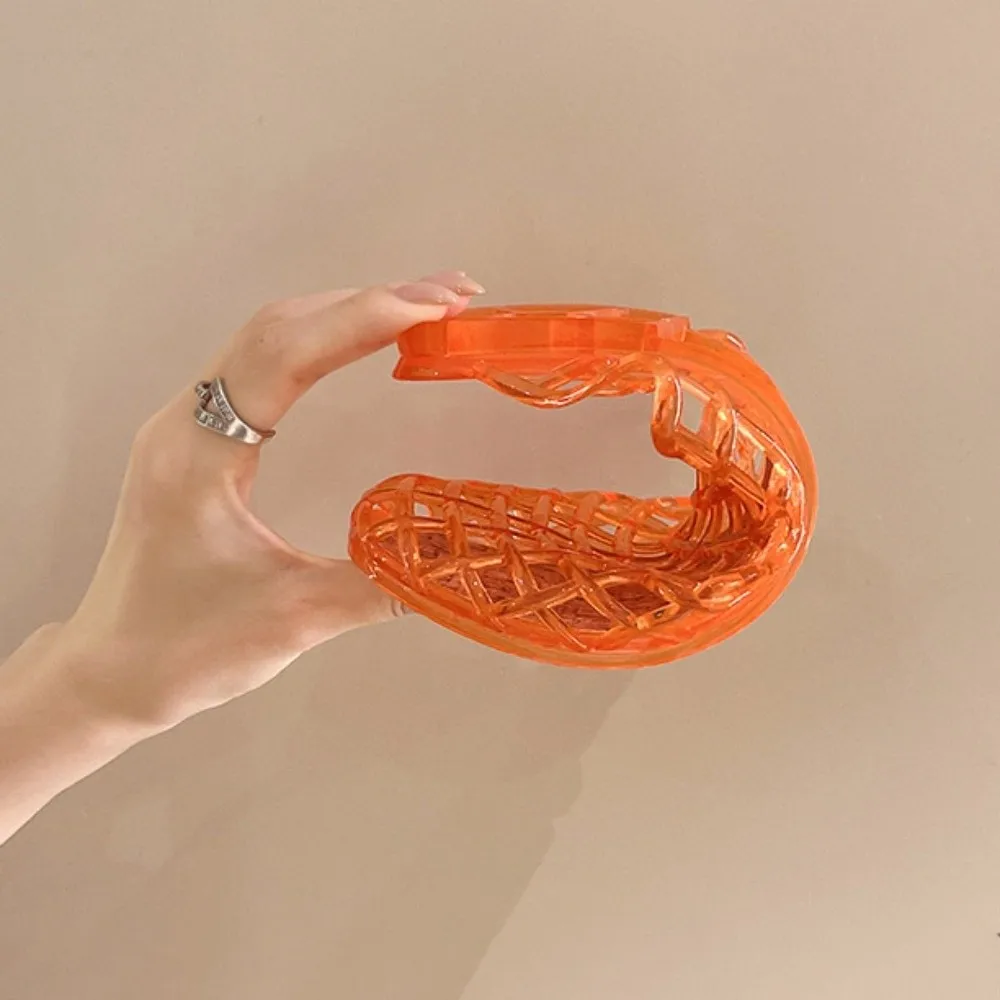 

Round Toe PVC Crystal Slippers Soft Transparent Fishing Net Jelly Sandals Flat Low Bottom Non-Slip DIY Shoes Charms Shoes