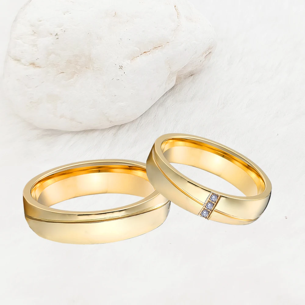 Ladies Rings With Latest Design Wedding Engagement Rings Sets For Men and Women 18k Yellow Gold Plated Jewelry