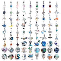 New 2024 European 925 Sterling Plated Silver Beads Ocean series Turtle Goldfish DIY Charm Fit Original Pand Bracelet For Gift