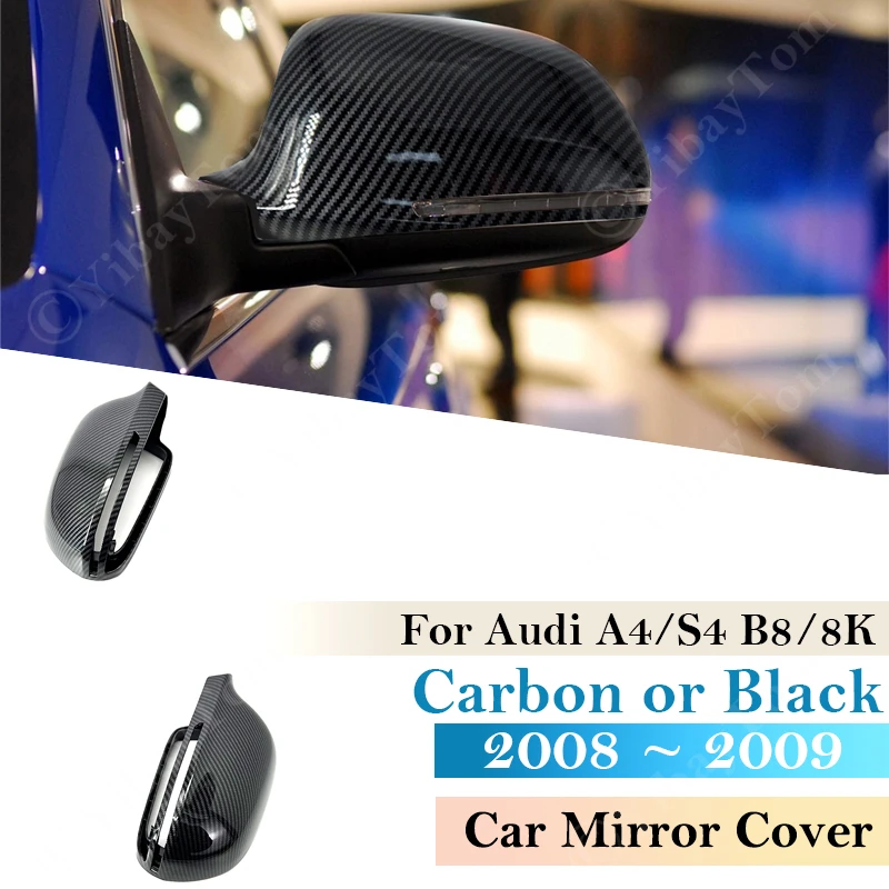 For Audi A4 S4 B8 8K A5 S5 A6 S6 4F C6 A8 S8 D3 Q3 SQ3 A3 8P Rear View Side Wing Mirror Cap Black Carbon Pattern Car Accessories