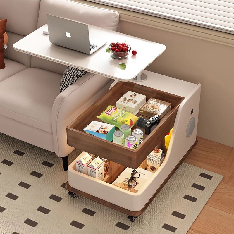 xx-Table Folding Can Lift Rotate Living Room Coffee Table Sofa Trolley Solid Wood Simple Cream Style High End Furniture*