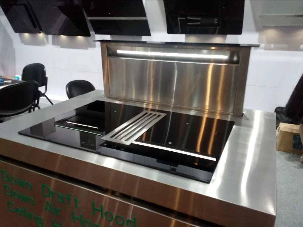 Down draft counter top telescopic kitchen hood