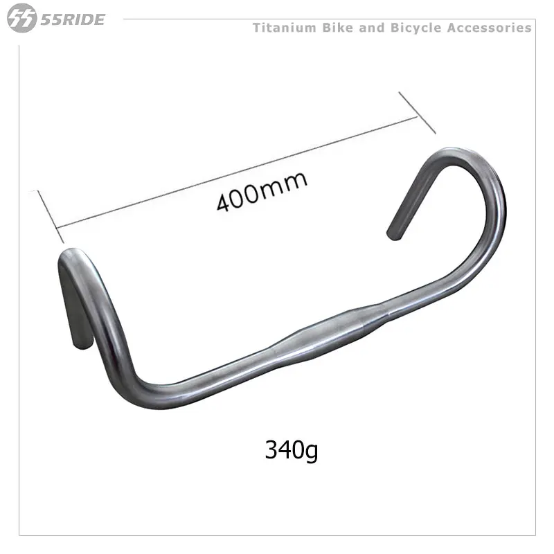 Titanium Road Bicycle Bent Bar, Gr9 Alloy, Gravel Bike Curved Handle, 25.4mm, 31.8mm, 400mm Length