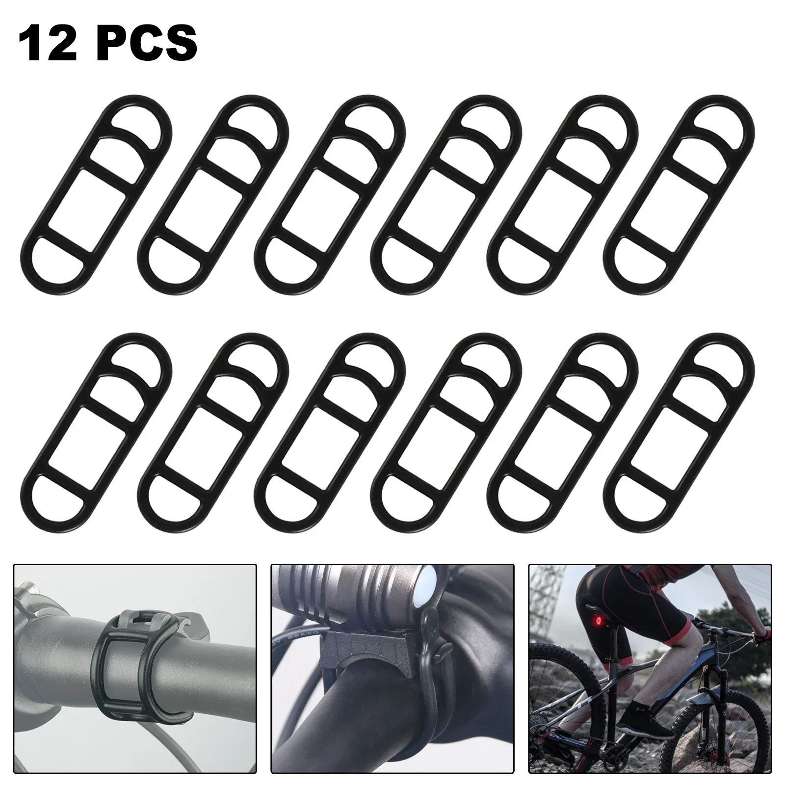 12pcs Bicycle Light Holder Bike Handlebar Silicone Strap Band Stretch Rubber Rings Torch Holder Bicycle Accessories   2 0 2 4