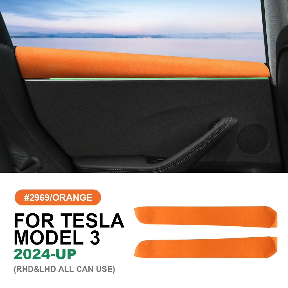 Italian Top Suede Front Rear Door Protective Trim Stickers for Tesla Model 3 Highland 2024 Anti-Scratch Car Interior Accessories