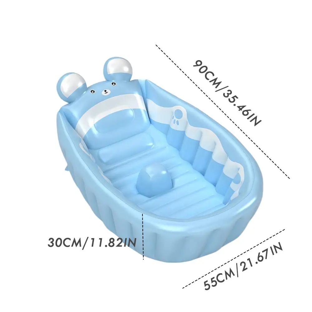 Folding Inflatable Baby Bathtub Soft Safe Anti-slip Bottom Inflatable Child's Shower Basin Portable Home Travel Folding Bathtub