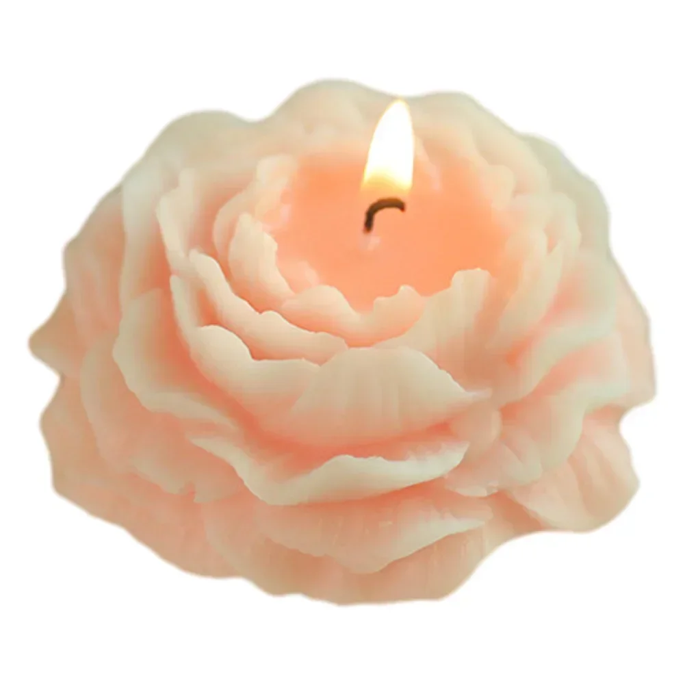 Elegant Peony Flower Shaped Candle Handcrafted with Attention to Detail Long Burning Time Ideal for Home Decoration