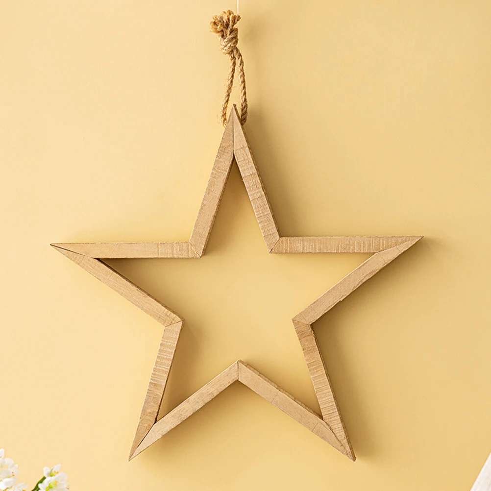 

Wooden Wall Hanging Rustic Pentagram Star Decor Indoor Outdoor Home nament Creative Wooden Star Shaped Wall Hanging