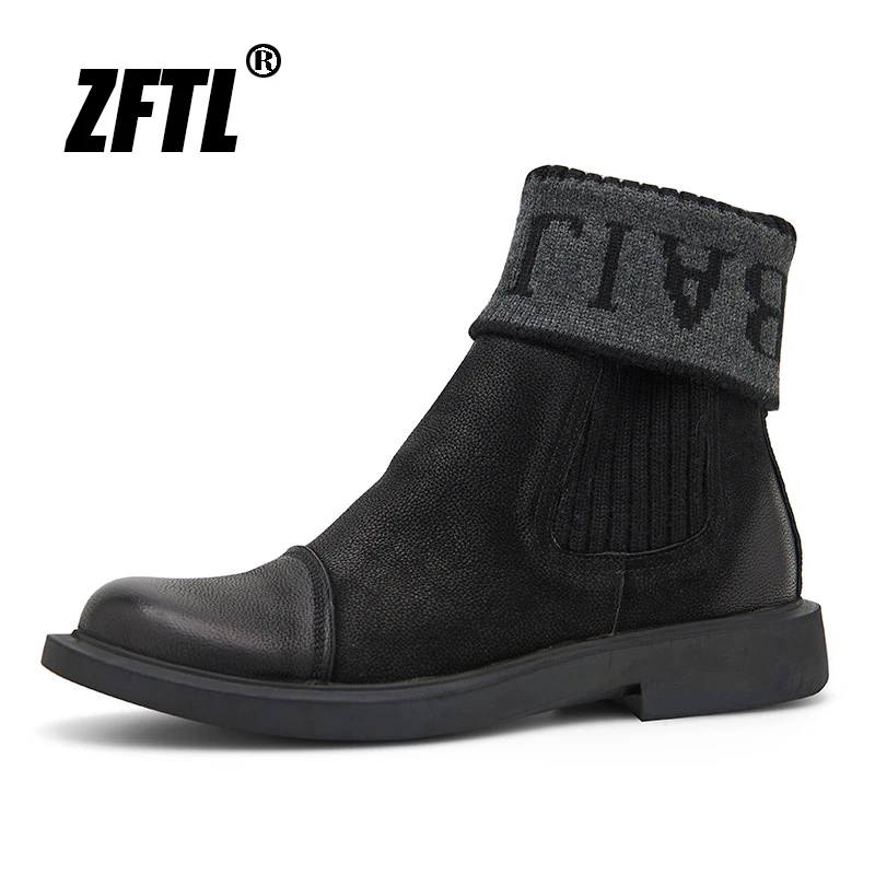 ZFTL Chelsea Boots Men's High Top Trendy Basic Boots Vintage Boots New British Windproof Ankle boots Brand Customized Boots 2023