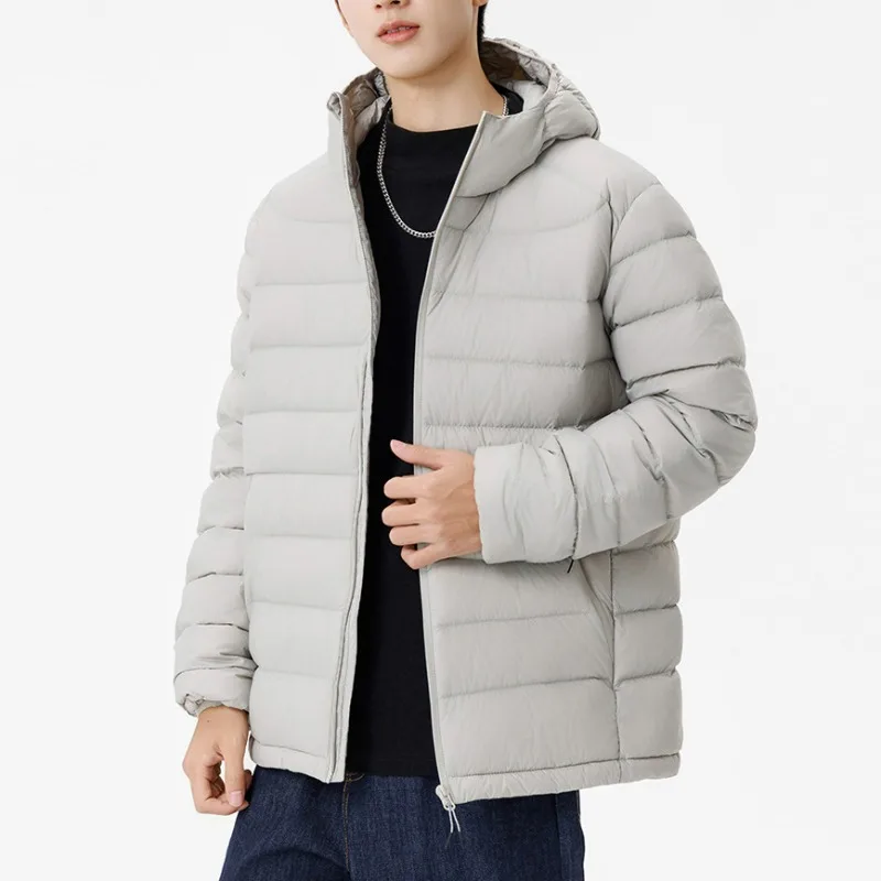 KIDWHXR Thicken Down Coat Men Winter Cold-proof Long Sleeve Hooded Outerwear Man Lighweight Outdoor Sport Casual Male Jacket