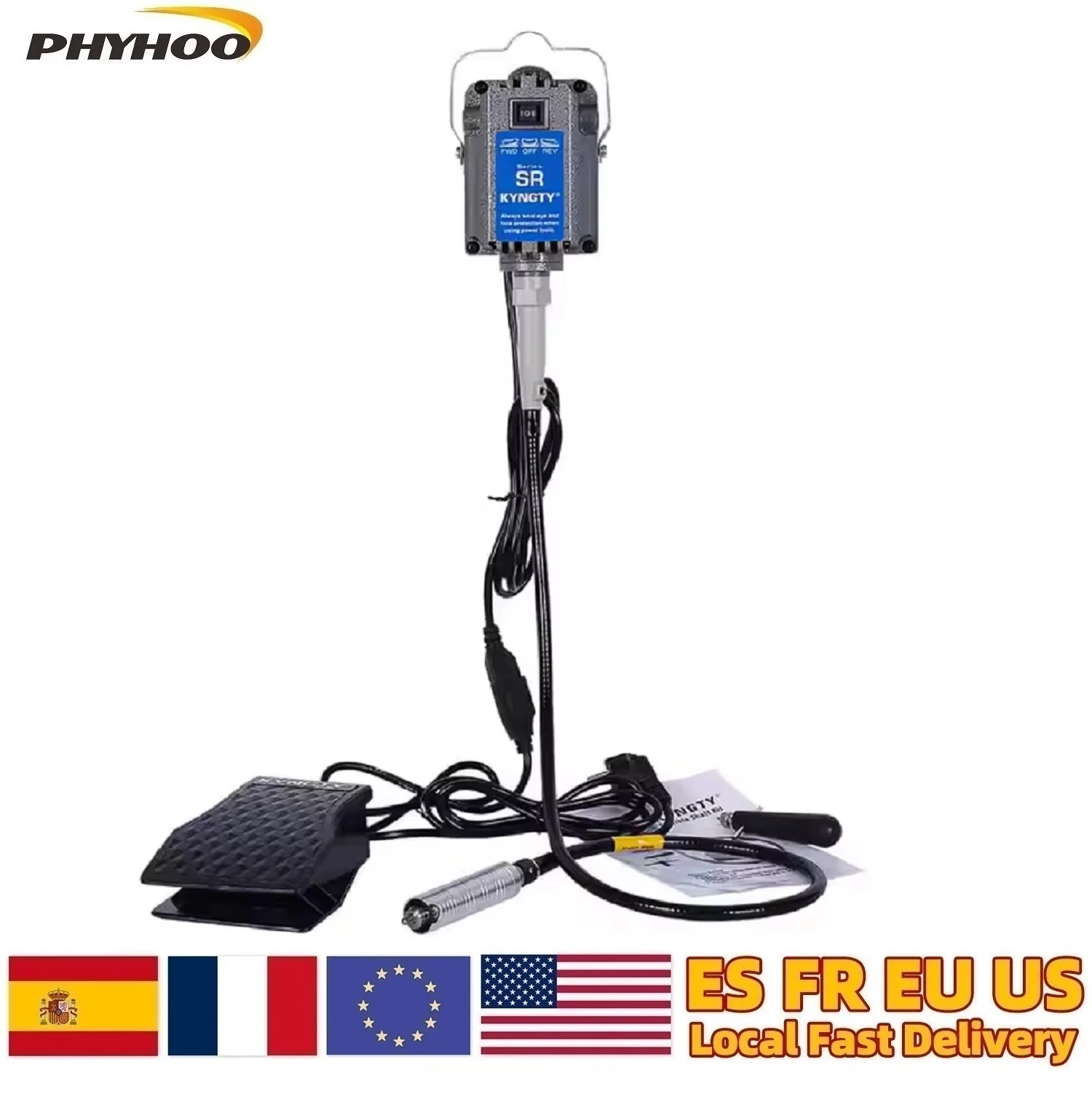 

230W Hanging Rotary Motor SR Flex Shaft Mill 18000RPM with Stepless Foot Pedal Handpiece Set for Jewelry Designing Polishing