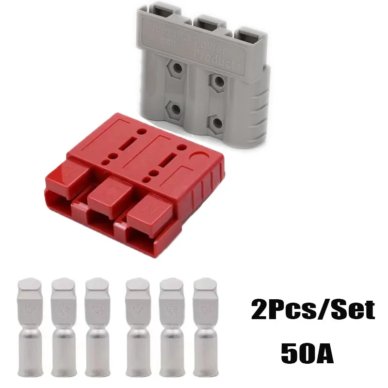 2Pcs Three-Pole Battery Charging Connector Plug 50A Current Connector Plug For Anderson Plug And Lithium Battery Solar Connector