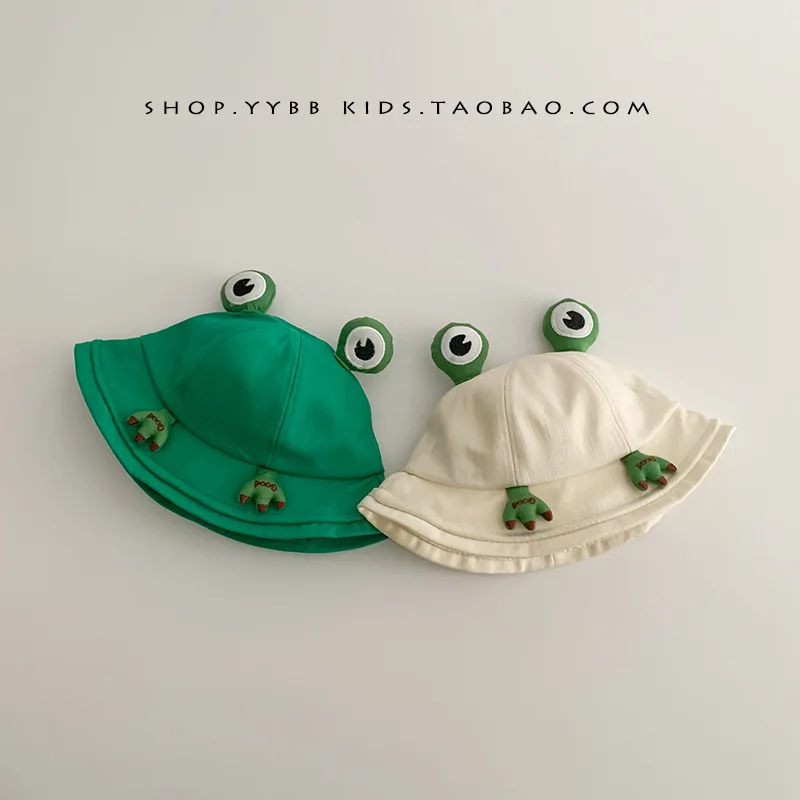 Spring and Autumn Korean Thin Children\'s Sun Protection Boys and Girls Super Cute Cartoon Frog with Breathable Fisherman Hat