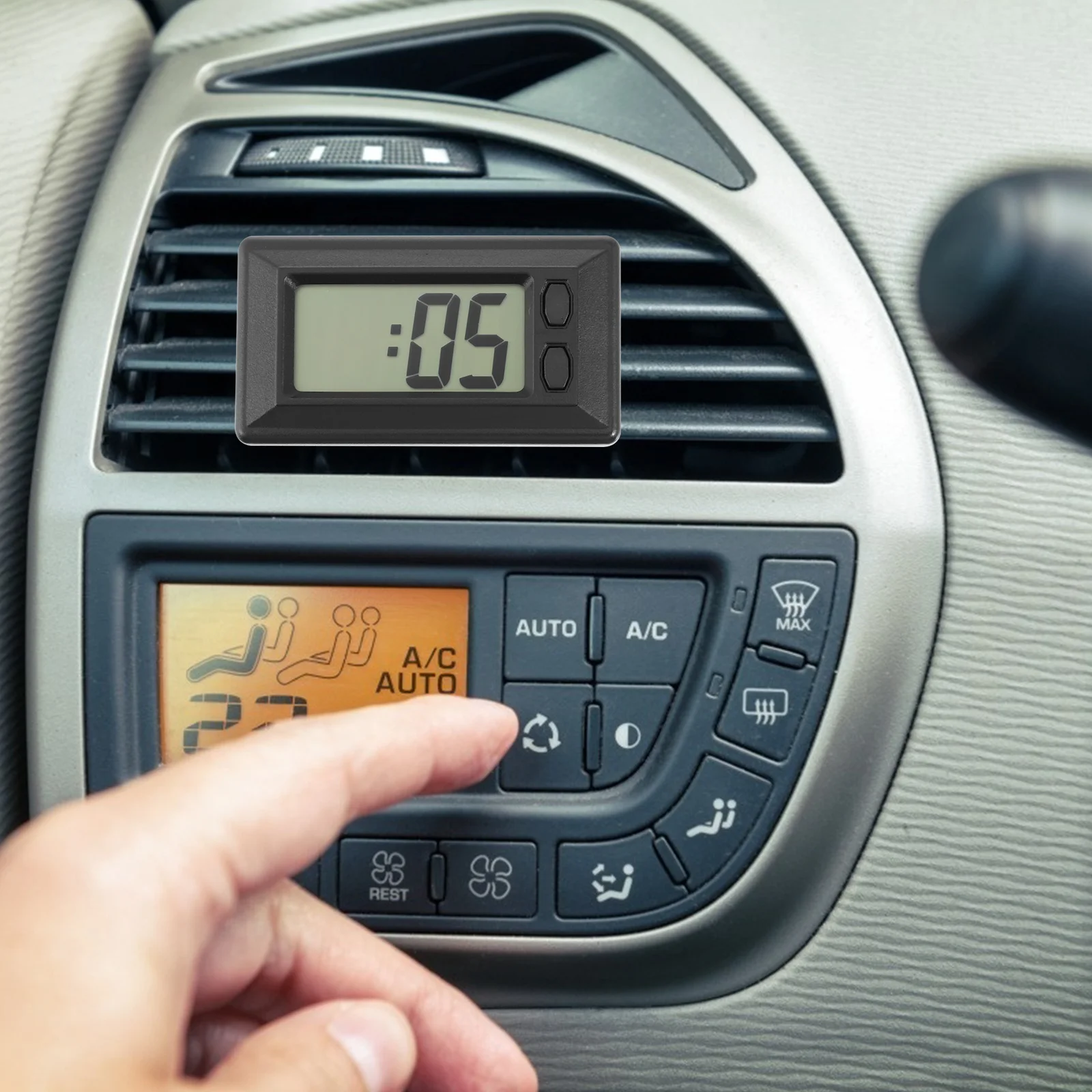 

BUGUUYO 2Pcs Digital Clock for Home Office Desktop Time Date Display Electronic Calendar Black Plastic Table Clock