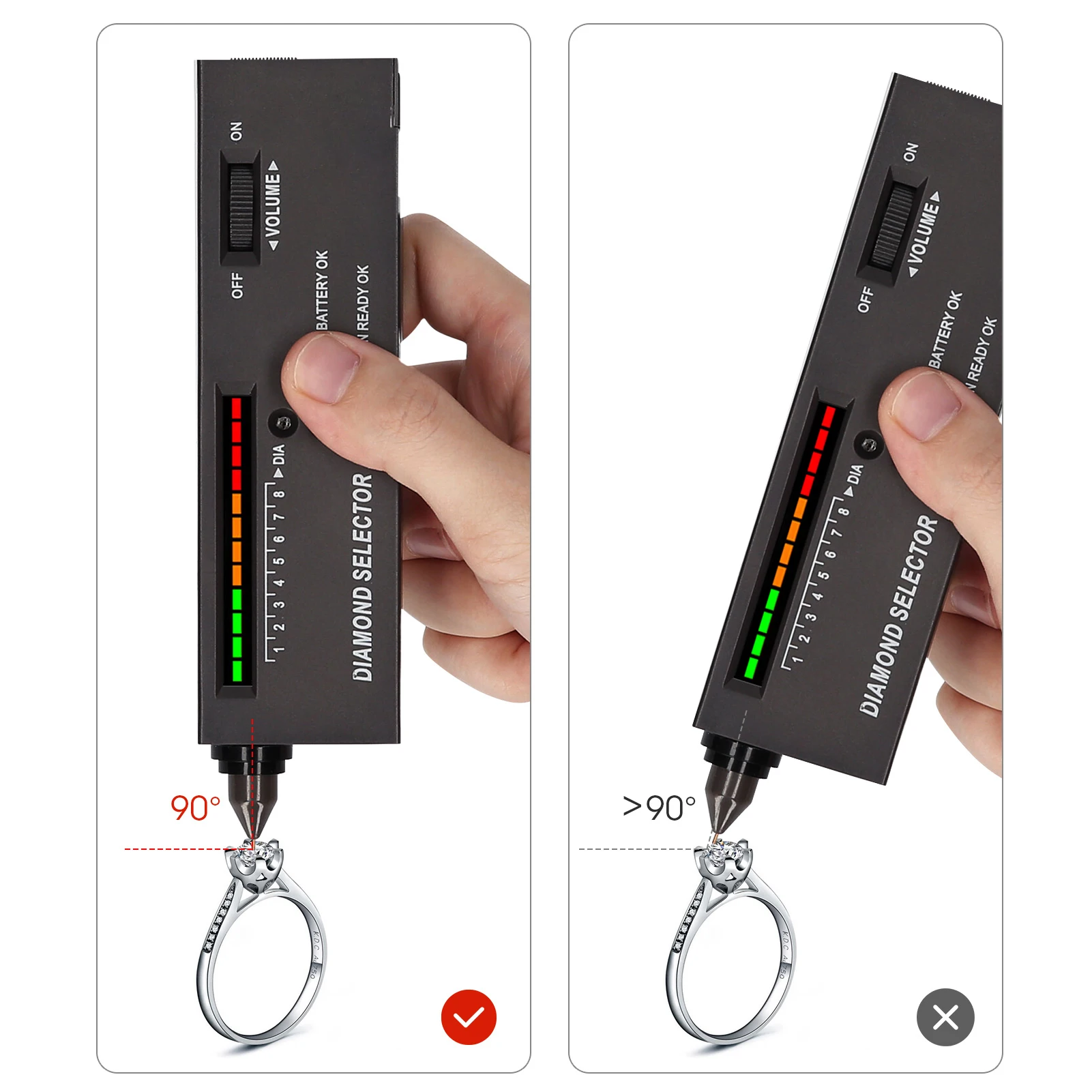 Wskaźnik LED Tester diamentów długopis o wysokiej dokładności selektor diamentowy biżuteria z kamienia klejnot narzędzie do testowania z torbą