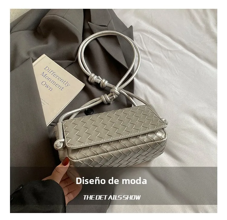 Bolso Bandolera Y2K para Mujer, Modelo LinJ2026, Tejido, de un Solo Hombro, Pequeño y Cuadrado, Bolso de Mano Moderno, Exclus...