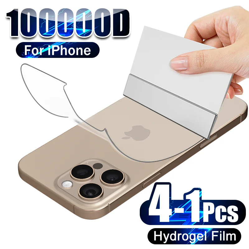 4-1Pcs Back Hydrogel Film For iPhone 16 15 Pro Max 13 14 12 11 XS XR 7 8 Plus Soft Clear Screen Protector Phone Accessories