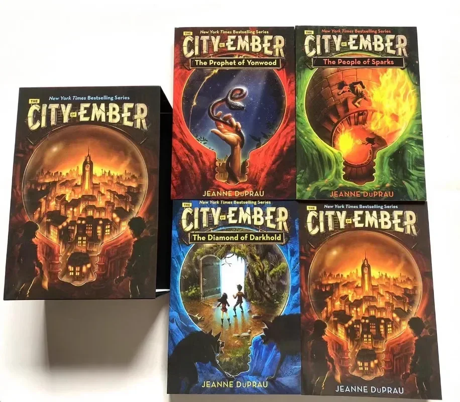 

4 книги/набор English He City of Ember Полные магические и фэнтезийные романы Книги манги в английских книгах