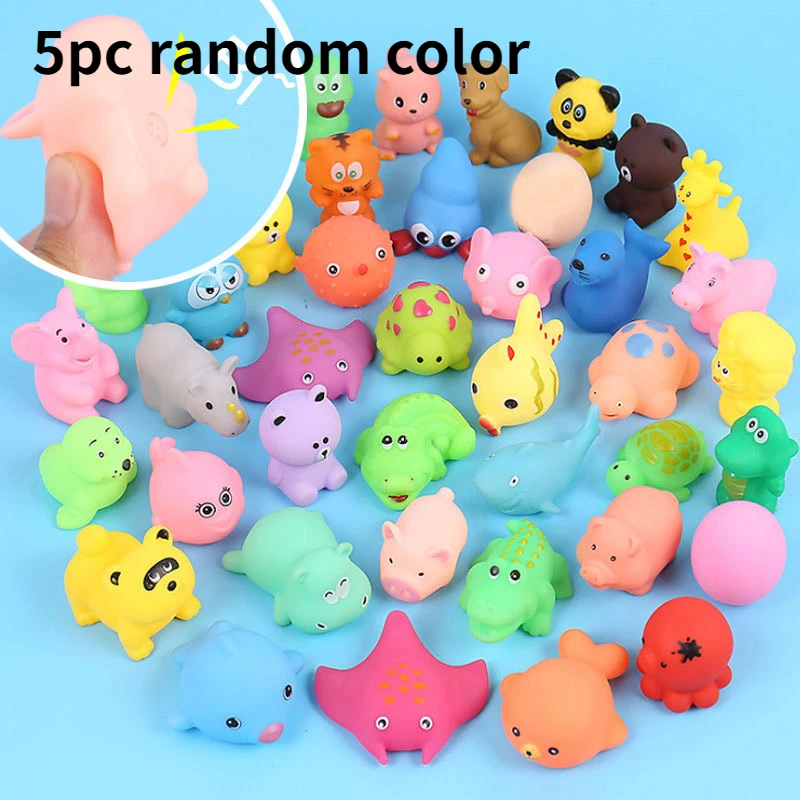 10 Pcs/set Baby Bath Toys Finding Fish Kids Float Spray Water Squeeze Aqua Soft Rubber Bathroom Play Animals Bath Figure Toy