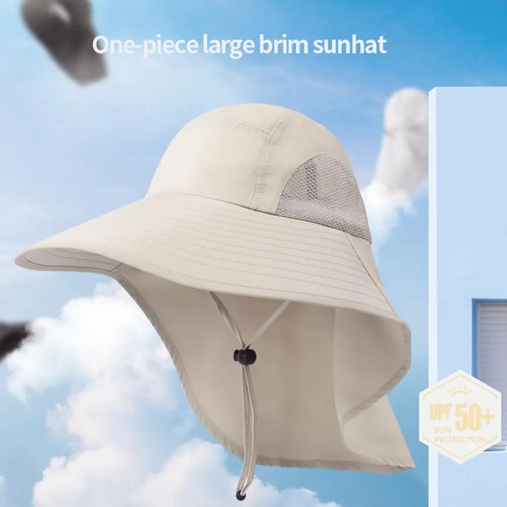 Sombrero de pescador para exteriores con ala ancha y cubierta para el cuello, ajustable, para senderismo, pesca, camping, viajes, protección UV.