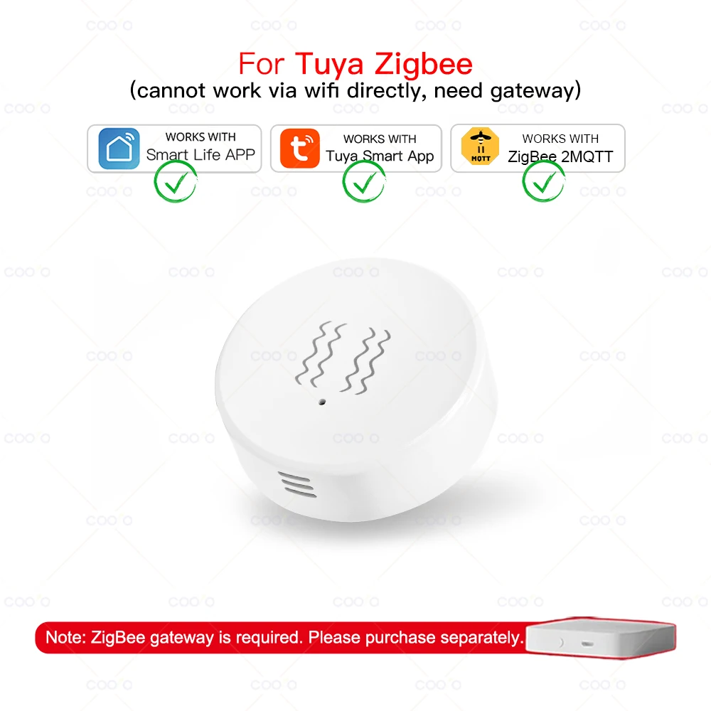 Zigbee Tuya Smart Vibrationssensor Tür- und Fenster-Glasbruchmelder Diebstahlschutz Bewegungs- und Erschütterungsalarm für Smart Life Z2M Hub erforderlich