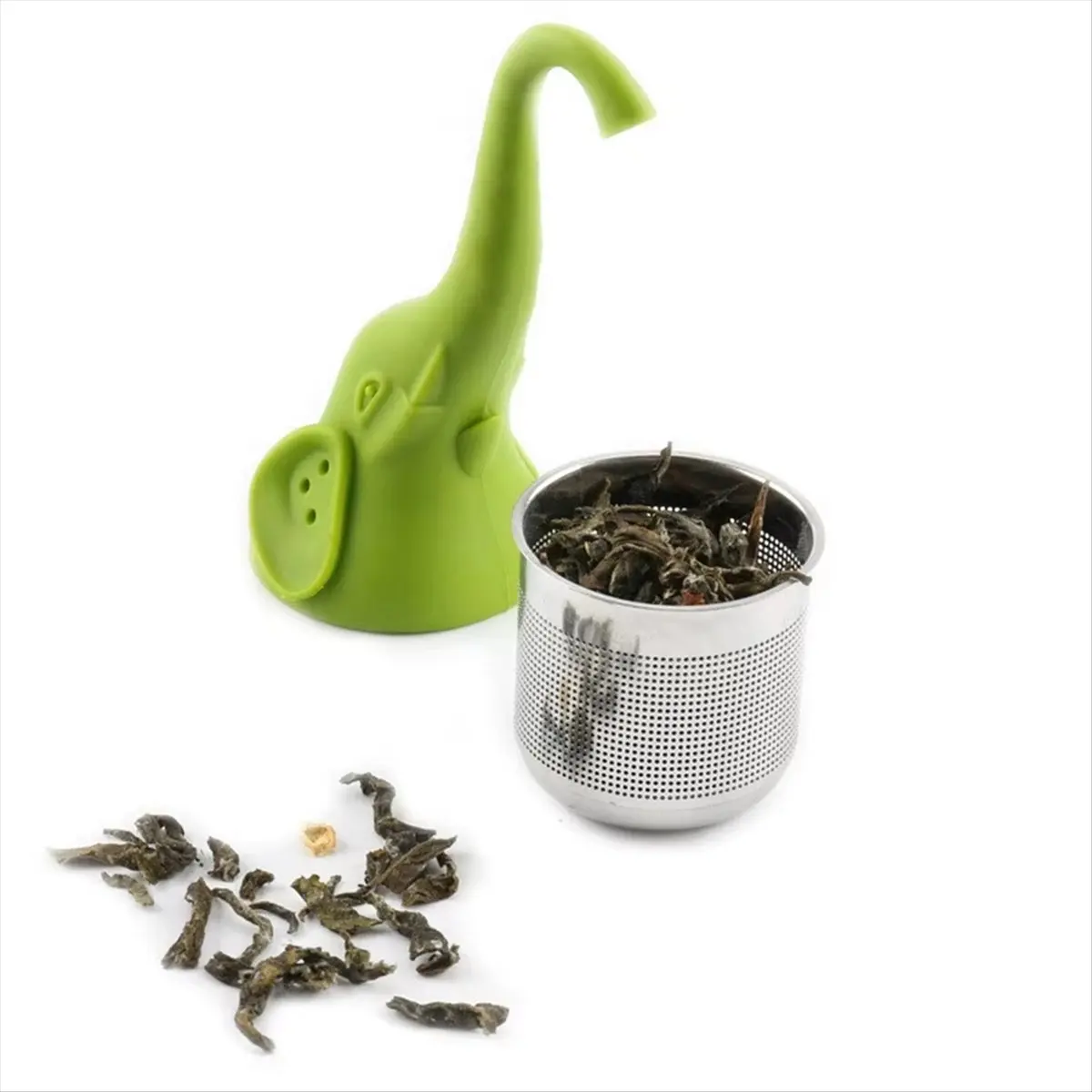 TOP RATED~Stainless Steel Elephant Tea Infuser, Silicone Handle, Kitchen Teaware for Loose Leaf, Coffee & Spice Sieve