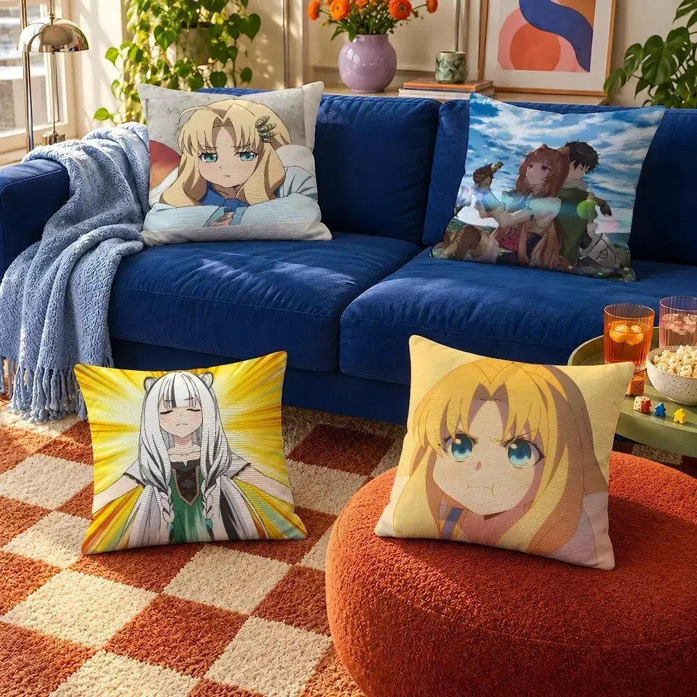 The Cover Of Throw Pillow Cover Soft Short Plush Shield Case For Sofa The Bedroom Cozy Home Rising Filo Anime Hero Decor