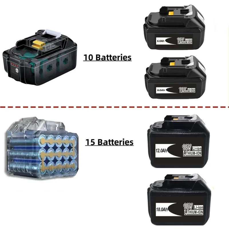 Makita 18V Battery 18000mAh Rechargeable Power Tools Battery 18V makita with LED Li-ion Replacement LXT BL1860B BL1860 BL1850