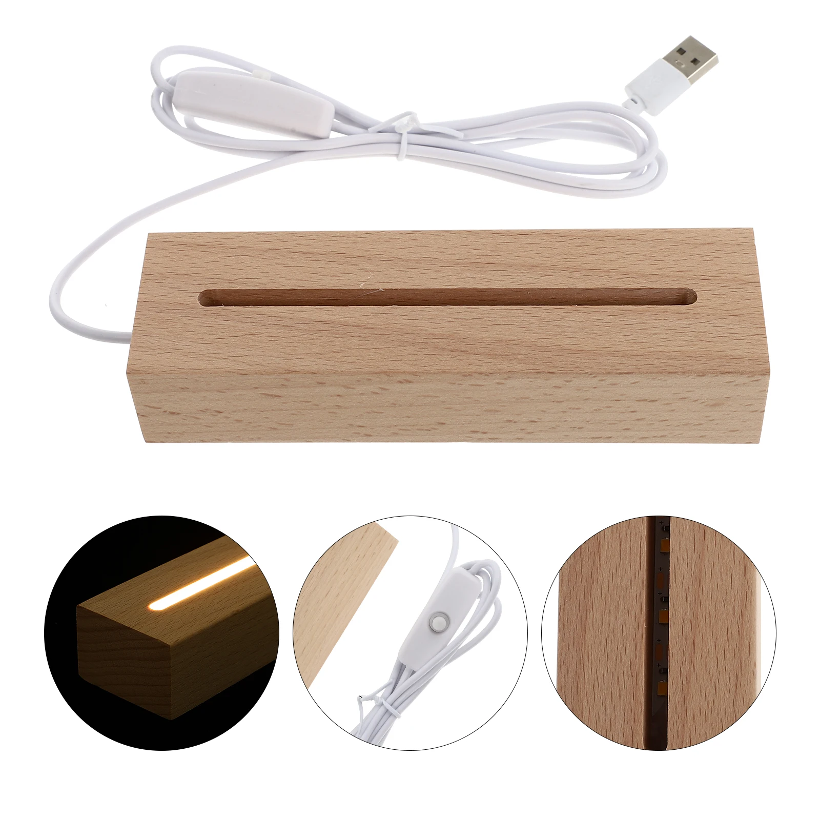 Supporto per pannello acrilico con base luminosa in faggio Display a LED Supporto per illuminazione Brillantezza