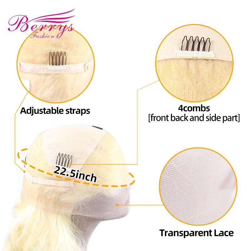 Transparent Lace Full Lace Human Hair Wigs Brazilian Blonde Straight Full Lace Wig Transparent Lace Natural Hairline PrePlucked