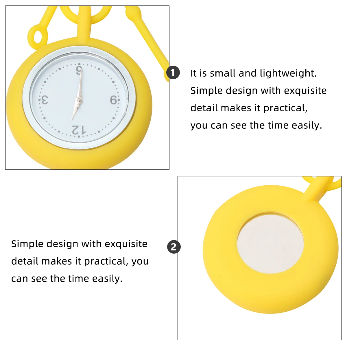 

Nurses Watches for Women Silicone Lanyard Quartz Dial Yellow Neck Hanging Woman