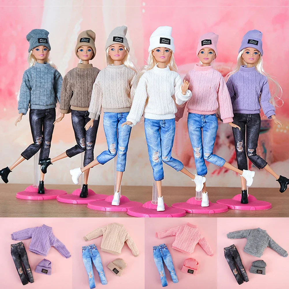 1set Dolls Clothes Outfit Trousers Fashion Coat Hats Top Pants Clothing Accessories for 30CM Doll Clothes Girl's Dolls Toy Gifts