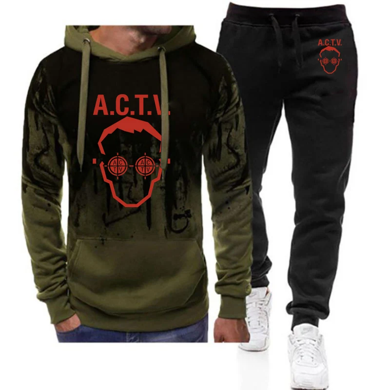 Conjunto Deportivo ACTV Valencia con Logotipo Estampado, Primavera-Otoño 2026, Sudadera con Capucha y Cordones, Pantalones y Camiseta Anticolisión para Hombre