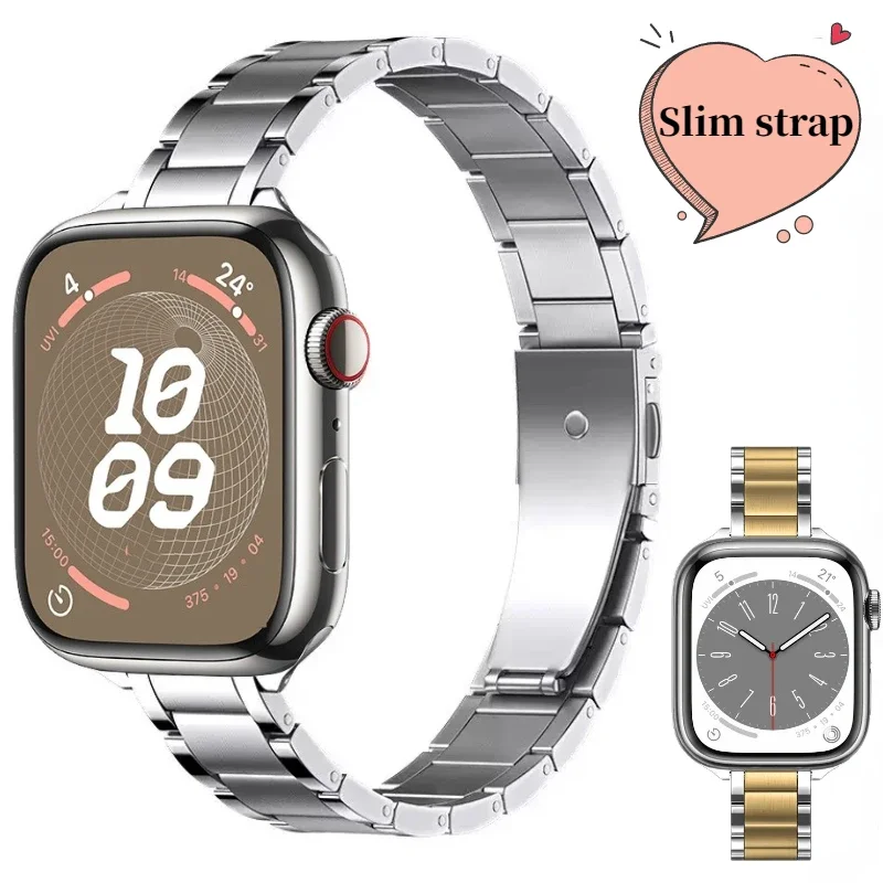 حزام معدني نحيف لساعة أبل 10 42 ملم 46 ملم 9 8 7 41 ملم 45 ملم سوار من الفولاذ المقاوم للصدأ iWatch Ultra 49 ملم 6 5 4 SE 44 ملم 40 ملم