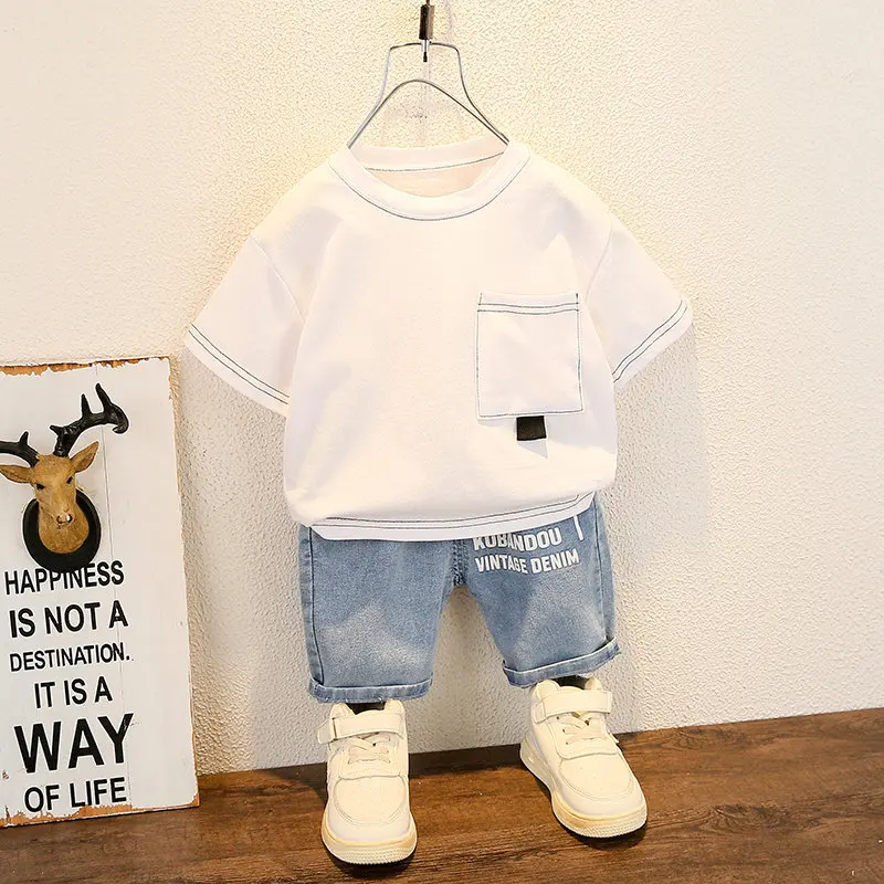 New Summer Baby Boy Kids Clothes Children Clothing Suit Tops Short-sleeve T-shirt Pants 2pcs/set Sport Infant 0-5 Years