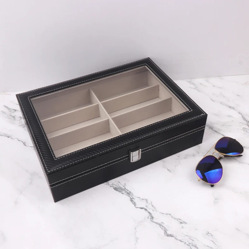 PU Glasses Display Box Wooden 8-compartment Glasses Box High-end Sunglasses Storage box Sunglasses Packaging Box