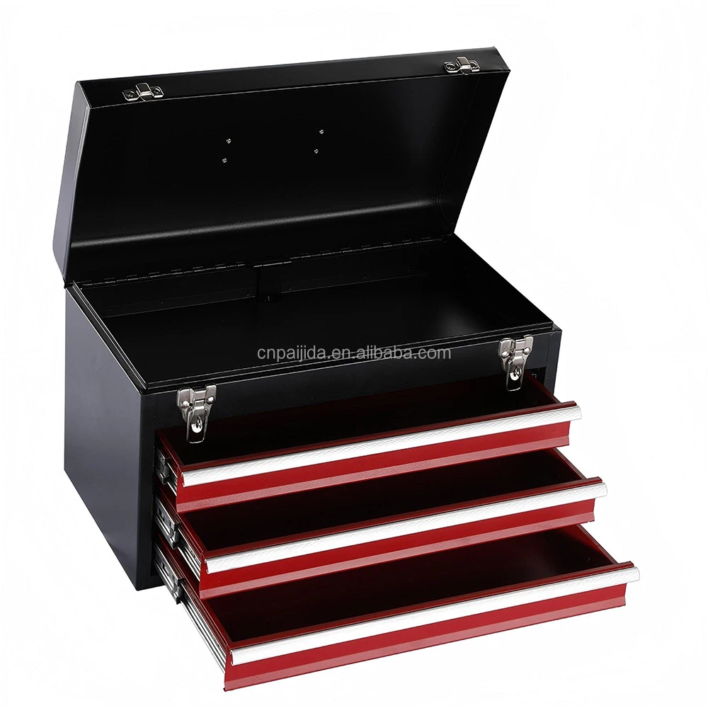 Portable 3-Drawer Steel Stackable Tool Cabinet With Magnetic Tab Locking Top Chest Modern Design Liner For Tool StorageATV&UTV