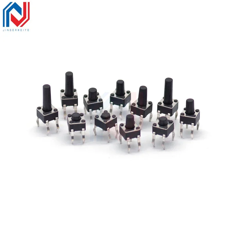50pcs Size 4.5 X4.5mm Touch Switch 4.5*4.5*3.5-10mm Pin Vertical Micro Motion Button Micro Button PCB Panel Keypad Button Switch