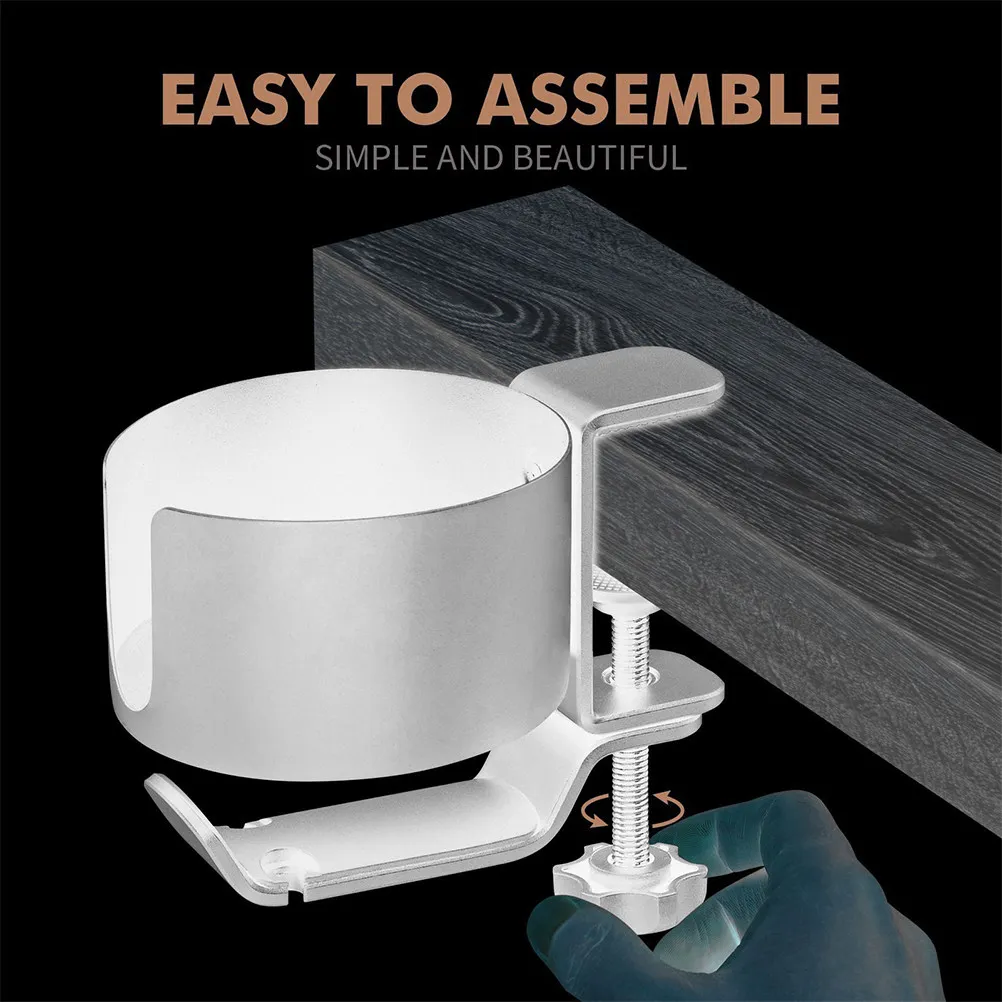 

Premium Aluminum Alloy Desk Cup Holder Clamp with Adjustable Rotatable Headphone Hanger for Gaming Headset Stand and Desk Cup