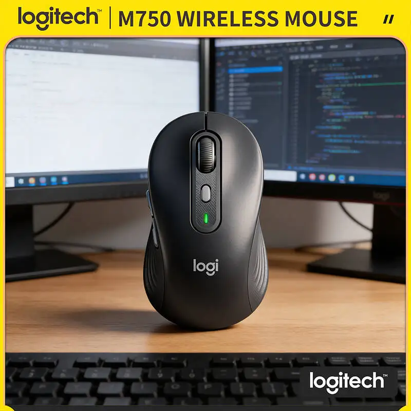 

Беспроводная мышь Logitech M750 Bluetooth — 90% снижение шума, мягкая подставка для большого пальца, синхронизация с 3 устройствами, легкая, совместима с ПК и ноутбуками