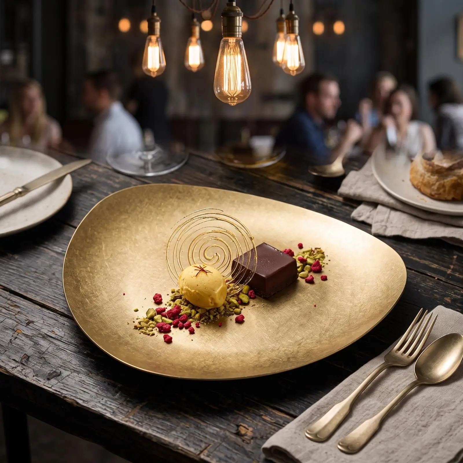 Unique Metal Serving Plate 304 Steel Retro Smooth Finish for Creative Culinary Arrangements Home Restaurant Dining Platter